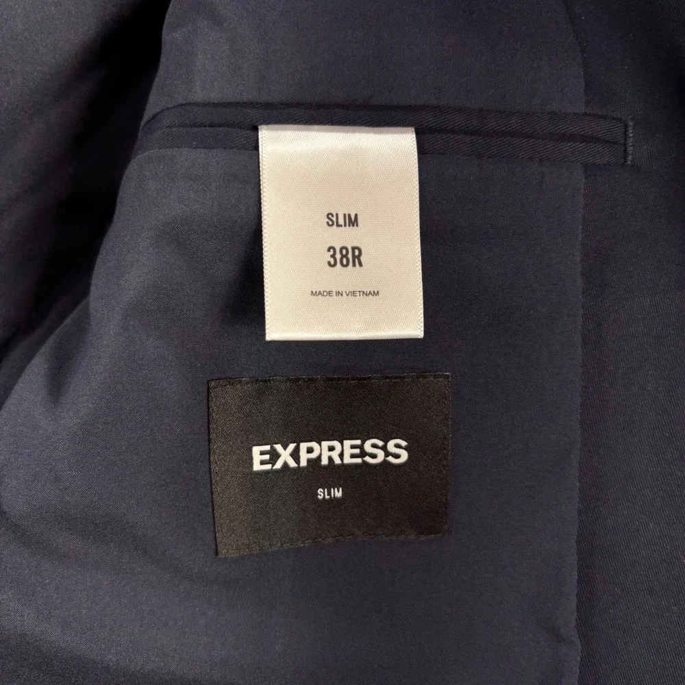 New EXPRESS Navy‎ Blue Slim Fit Cotton Blend Blazer Jacket 38R